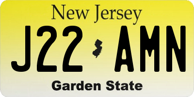 NJ license plate J22AMN