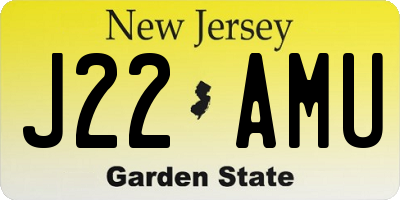 NJ license plate J22AMU