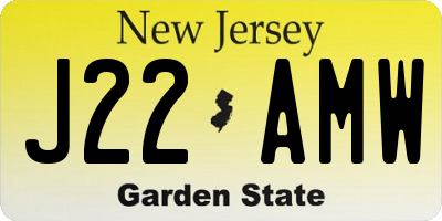 NJ license plate J22AMW