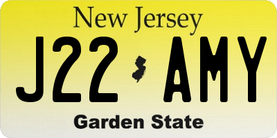 NJ license plate J22AMY