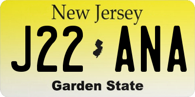 NJ license plate J22ANA