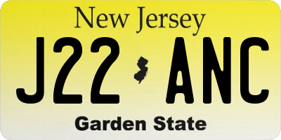 NJ license plate J22ANC