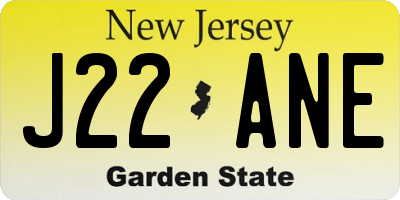 NJ license plate J22ANE