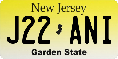 NJ license plate J22ANI