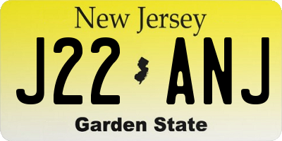 NJ license plate J22ANJ