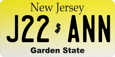 NJ license plate J22ANN