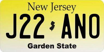 NJ license plate J22ANO