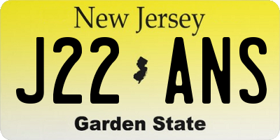 NJ license plate J22ANS