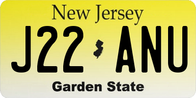 NJ license plate J22ANU