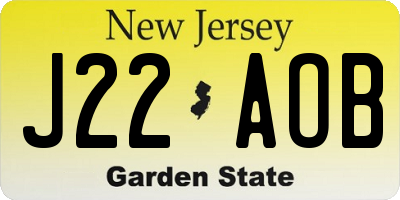 NJ license plate J22AOB