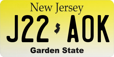 NJ license plate J22AOK