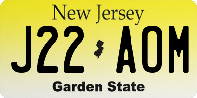 NJ license plate J22AOM