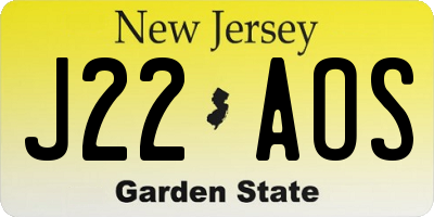 NJ license plate J22AOS
