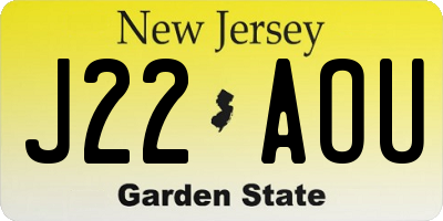 NJ license plate J22AOU