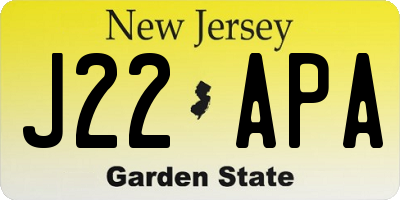 NJ license plate J22APA