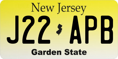 NJ license plate J22APB