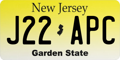 NJ license plate J22APC