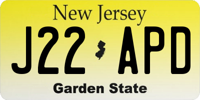 NJ license plate J22APD