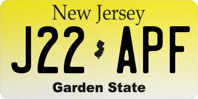 NJ license plate J22APF
