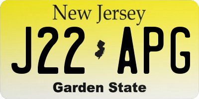NJ license plate J22APG