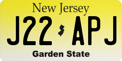NJ license plate J22APJ