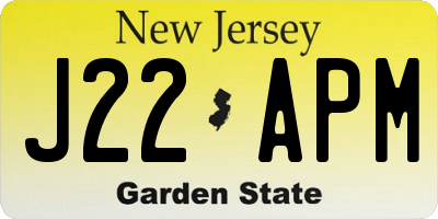 NJ license plate J22APM
