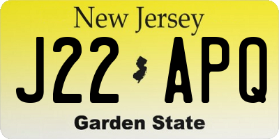 NJ license plate J22APQ