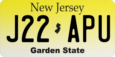 NJ license plate J22APU