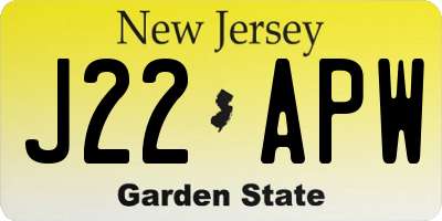 NJ license plate J22APW