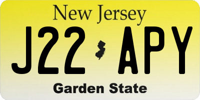 NJ license plate J22APY