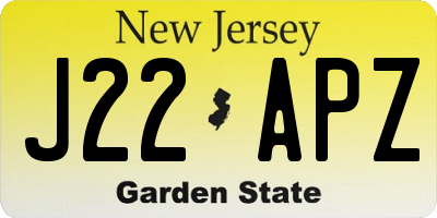 NJ license plate J22APZ