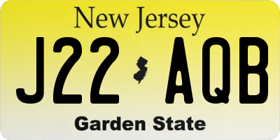 NJ license plate J22AQB