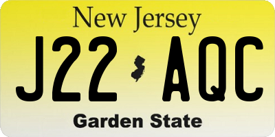 NJ license plate J22AQC