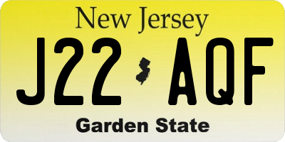 NJ license plate J22AQF