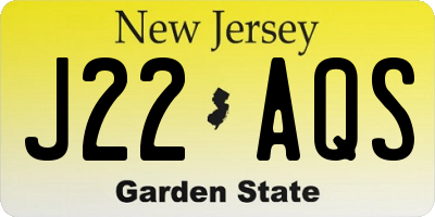 NJ license plate J22AQS