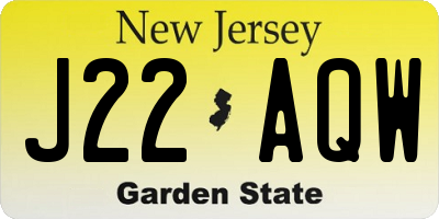 NJ license plate J22AQW