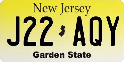 NJ license plate J22AQY