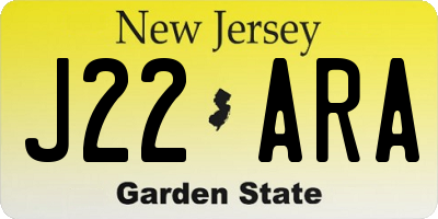 NJ license plate J22ARA