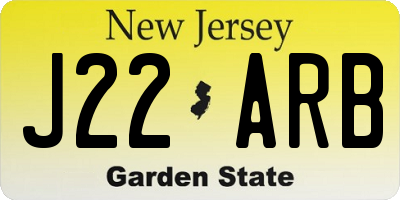 NJ license plate J22ARB