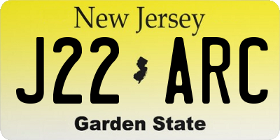 NJ license plate J22ARC