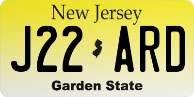 NJ license plate J22ARD