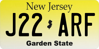 NJ license plate J22ARF