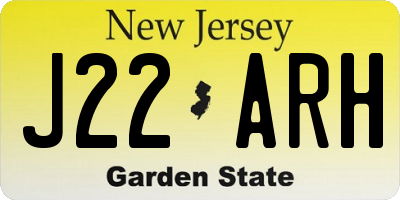 NJ license plate J22ARH