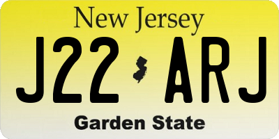 NJ license plate J22ARJ
