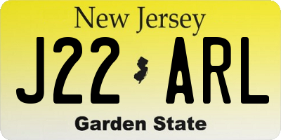 NJ license plate J22ARL