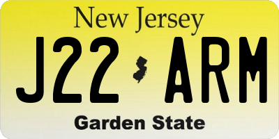 NJ license plate J22ARM