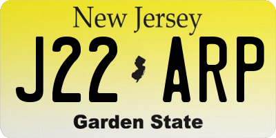 NJ license plate J22ARP