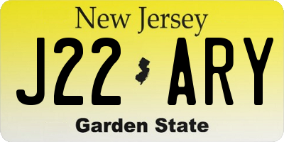 NJ license plate J22ARY