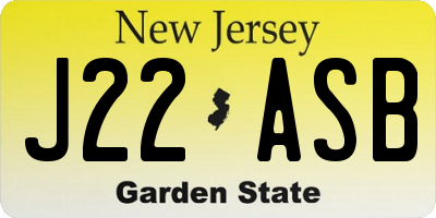 NJ license plate J22ASB