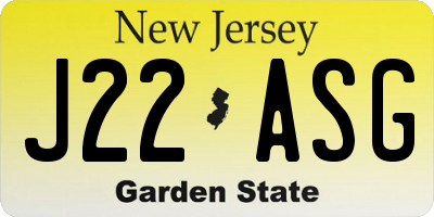 NJ license plate J22ASG